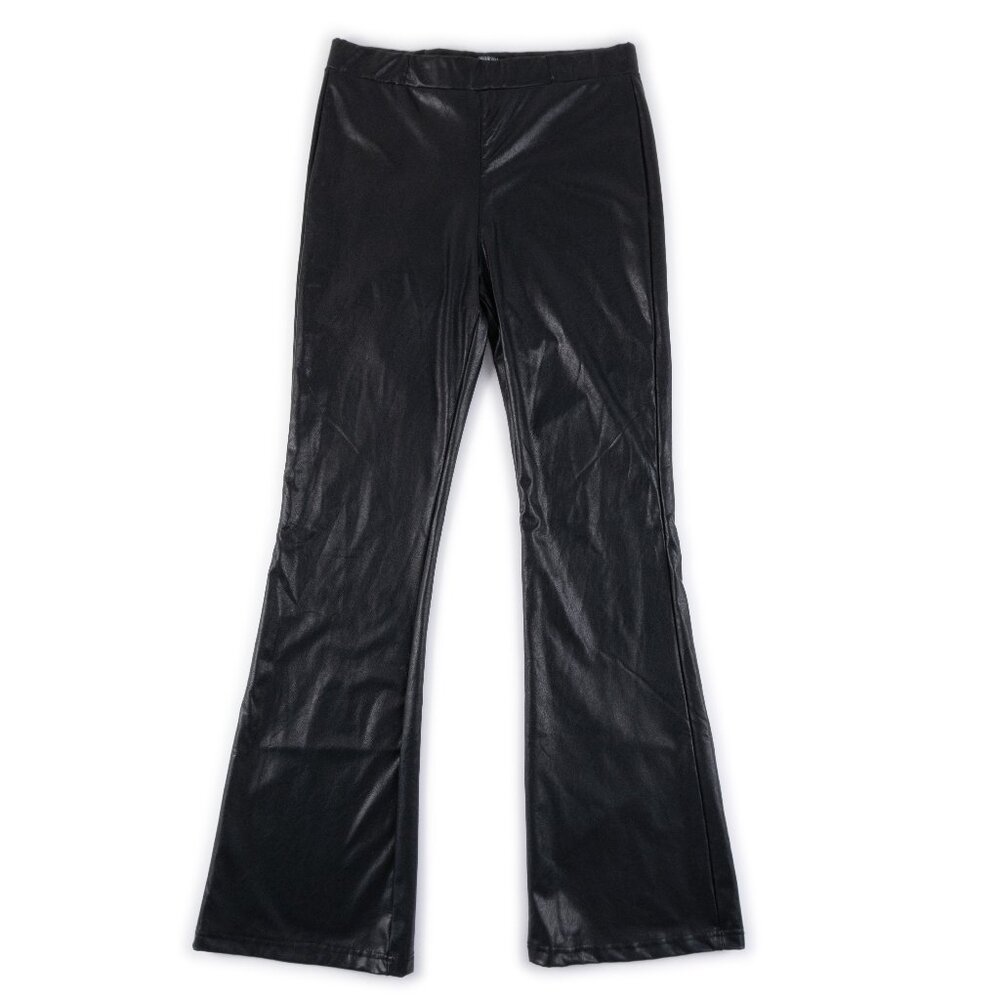 REWASH black faux-leather pull-on flare leg pants size L